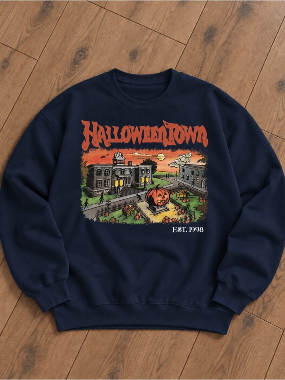 Halloween Town Est 1998 Graphic Navy Crewneck Sweatshirt